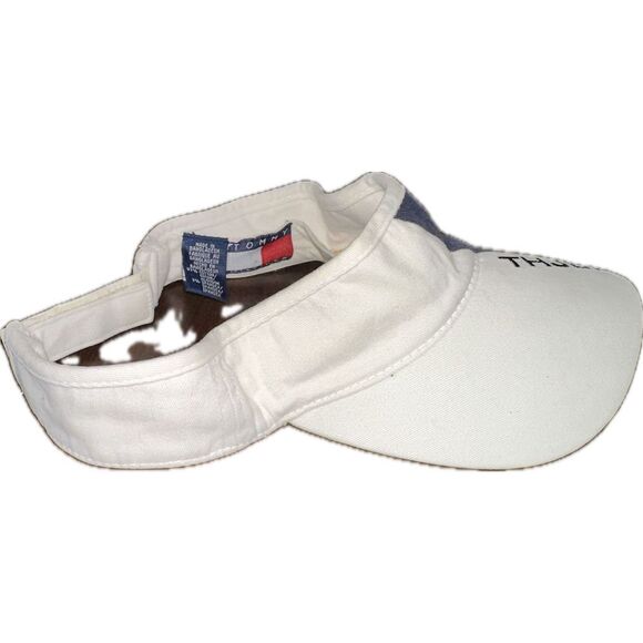Vintage Tommy Hilfiger THJ85 Visor White with Blue Red Yellow Stripes Strap Back - Picture 4 of 6